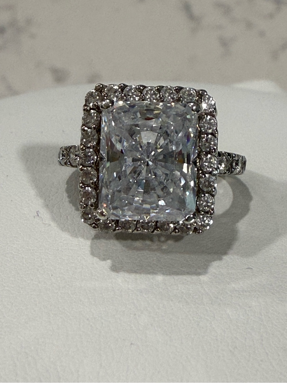 Diamonique Sterling 5.00 ct tw Emerald cut & Pave ring - Picture 5 of 11